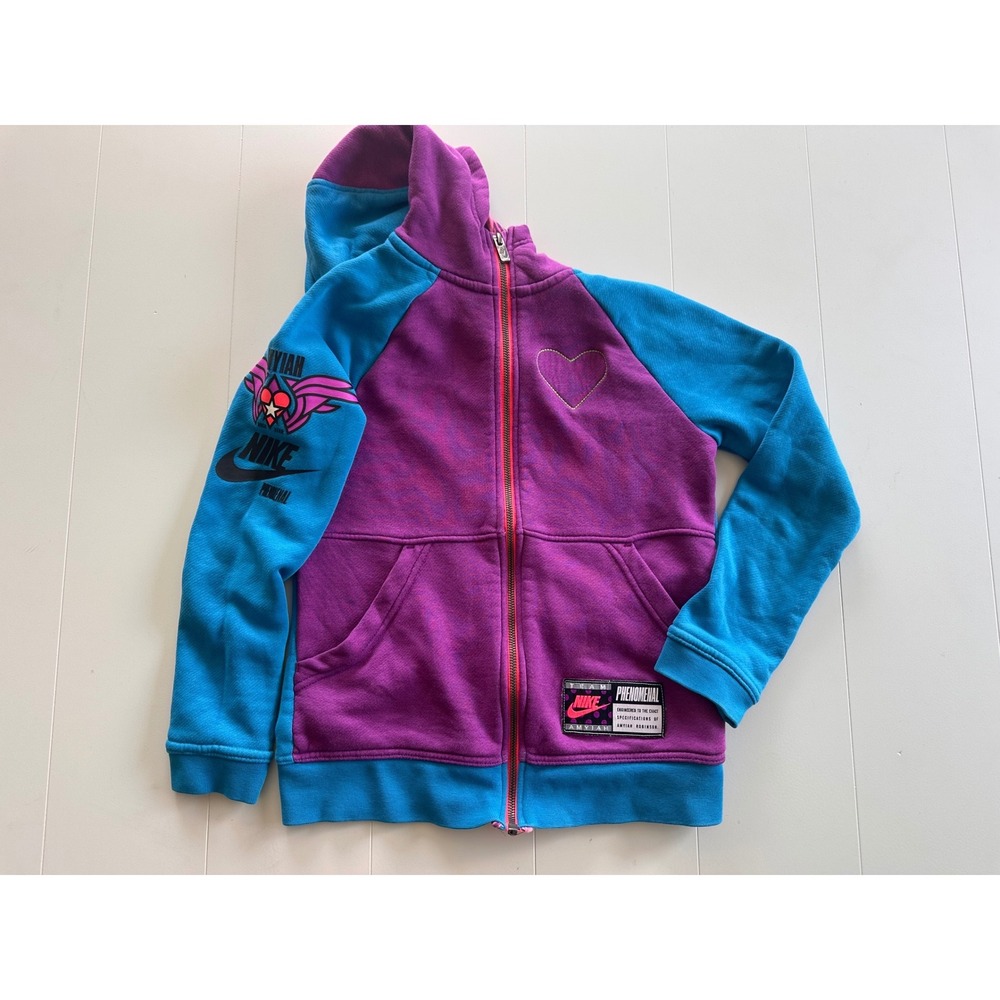 Nike Girls Team Phenomenal Amyiah Robinson Full Zip Hoodie Purple Teal Size M